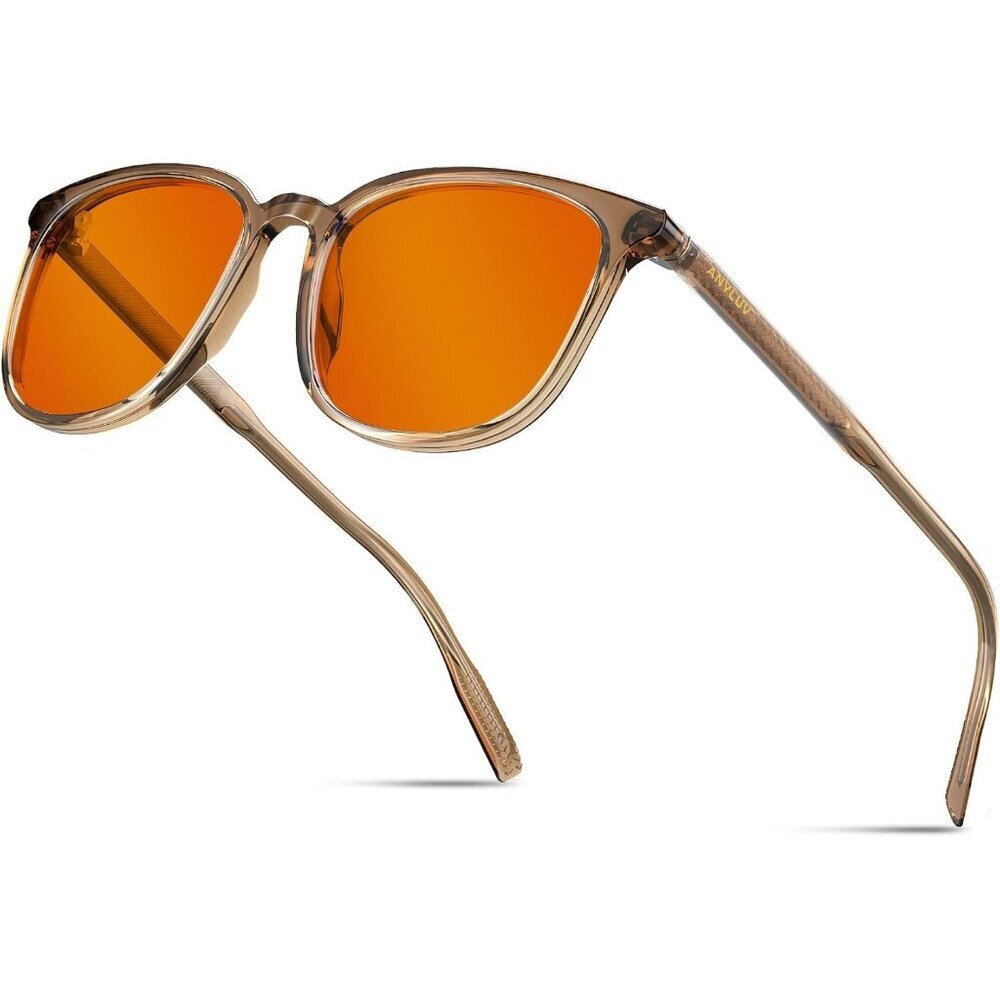 Unisex Brown Eyewear Look Clear Frame Orange Lens Anti Eyestrain Sunglasses